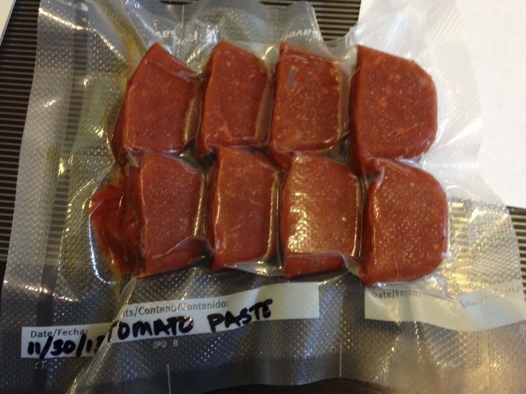 Tomato Paste vacuum sealed for freezer